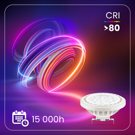 10x Žárovka LED AR111, G53 15W = 100W 1521lm 3000K 12V Teplá bílá 38° LUMILED