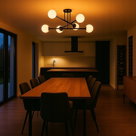 Lustr Stropní závěsné světlo Dekorativní 6x E27 Černá 74cm Bali Masterled