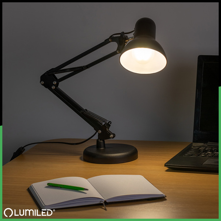 Stolní lampa E27, Černá + držák na stůl TOBI LUMILED