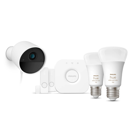 Sada Secure Camera WCA E27 + 2x kontaktní senzor + 2x žárovky Philips Hue E27 White and Color Ambiance