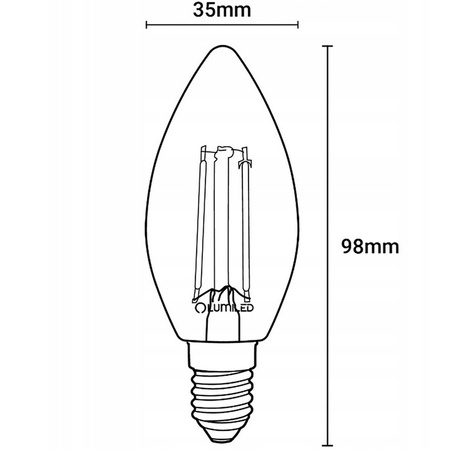 6x Žárovka LED Svíčka B35, E14 7W = 60W 806lm 4000K Neutralní bílá 360° Filament LUMILED