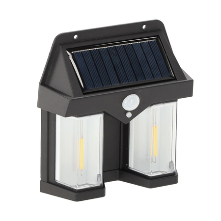 Solární nástěnné svítidlo LED Solární fasádní reflektor Senzor soumraku Černý