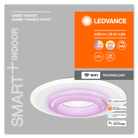 LED stropní svítidlo ORBIS RUMOR 32W 3300lm RGB CCT 50cm SMART+ WIFI LEDVANCE