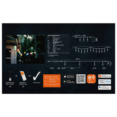 Venkovní strunové světlo Garden Garland 4.5W SMART+ String Light RGB + W LEDVANCE