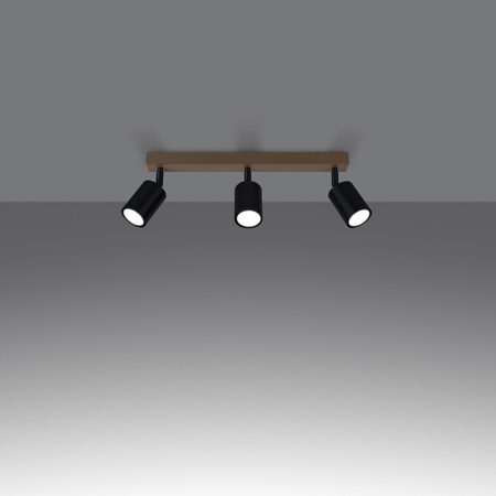 VERDO 3L 3xGU10 Černé dřevěné moderní stropní svítidlo SOLLUX