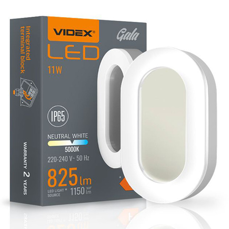 Zahradní lampa Elevační nástěnná lampa PLAFON LED 11W 5000K GALA VIDEX