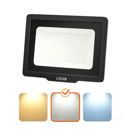 Venkovní LED reflektor Zahrada 100W 8500lm 4000K Neutrální 120° IP65 Černá MH Kobi