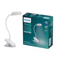 DONUTCLIP LED stolní lampa 3W 4000K stmívatelná USB bílá se svorkou PHILIPS