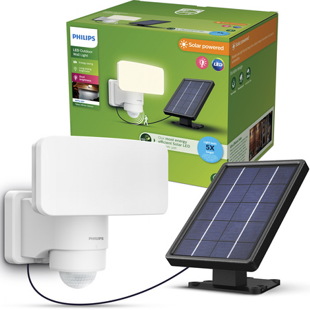 Solární reflektor LED 6W 1000lm 3000K IP44 se senzorem pohybu a soumraku Tylus Ultra Efficient White Philips