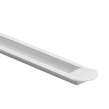 Zapuštěný hliníkový LED profil pod omítku bílý 2m s průhledným difuzorem pro LED pásky + krytky Ecolight řady P