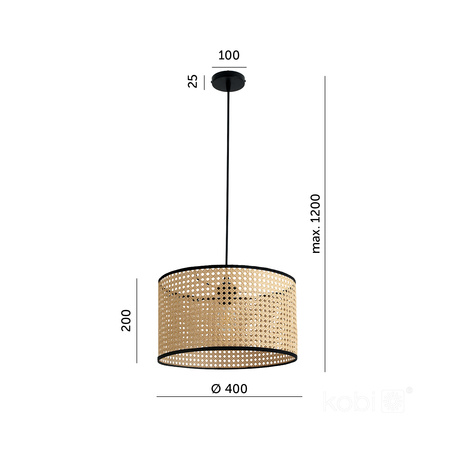 Bambusová dekorativní závěsná lampa E27 Boho Renni Kobi