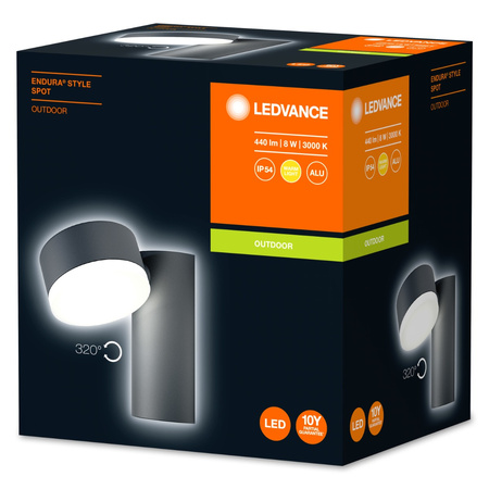 Nástěnné venkovní fasádní svítidlo pohyblivé 8W 440lm 3000K Endura Style Spot LEDVANCE