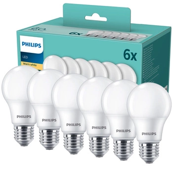 6x LED žárovka E27 A60 8W = 60W 806lm 2700K teplá bílá 180° Essential Philips