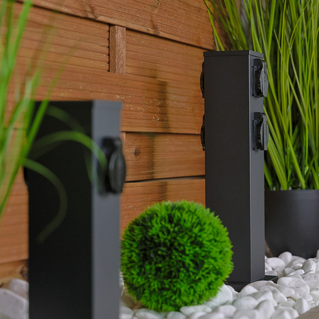 Venkovní zahradní lampa E27, LED sloupek 2x se zásuvkou 230V 40cm IBERI LUMILED