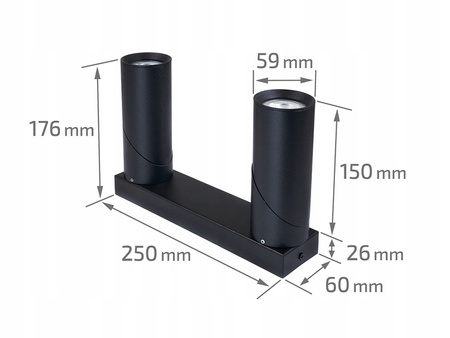 Nástěnné svítidlo 2x GU10 LED. pohyblivé. černé