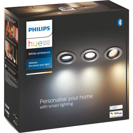 LED Milliskin zapuštěná pod omítku 3x 4,2W CCT kulatá pohyblivá PHILIPS HUE Bluetooth