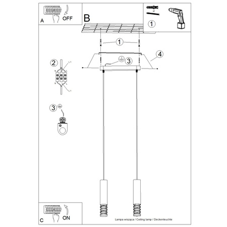 Stropní závěsné svítidlo 2x GU10 White LAMI Ocean Green SL.1687 Sollux