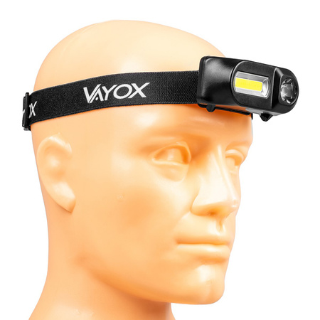 Dobíjecí čelová svítilna 250lm XPE + COB LED 7 režimů VAYOX