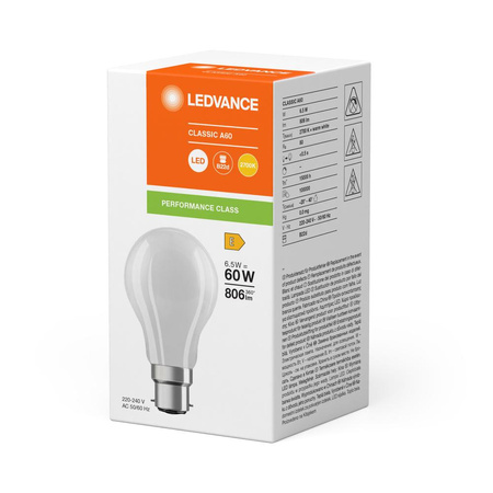 LED žárovka A60 B22d 6,5W = 60W 806lm 2700K teplá bílá FILAMENT LEDVANCE