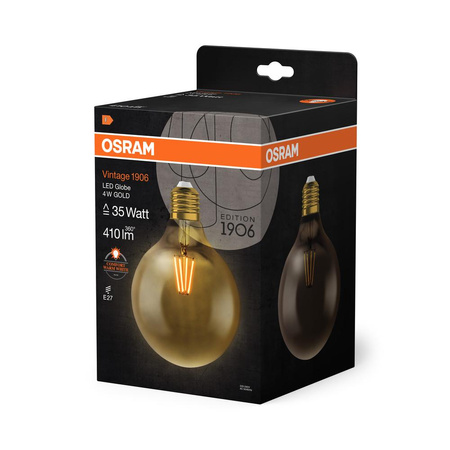 Dekorativní žárovka LED G125 Sphere E27 4W = 35W 410lm 2400K Warm 300° Vintage 1906 Osram