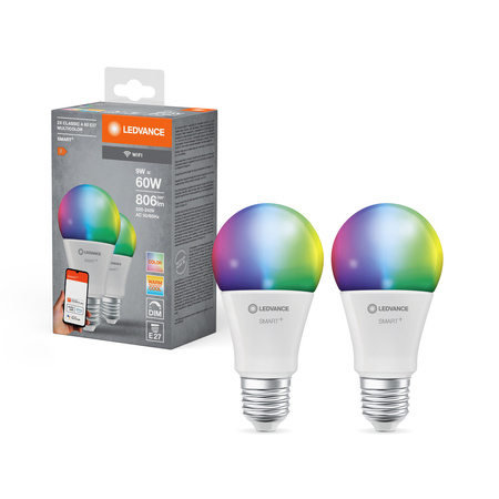 LED žárovka E27 9W = 60W 806lm RGBW CCT Stmívatelná SMART+ WiFi Classic Ledvance
