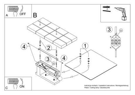 LED stropní svítidlo Plafond LAPPO 2xE27 Čtvercové svítidlo Bílé SOLLUX