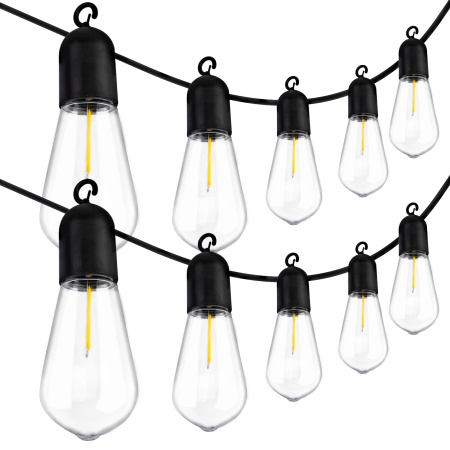 LED Solární řetěz, 20x LED Ozdobné Žárovky Edison ST58 11.48m 3000K Teplá bílá EREMI LUMILED