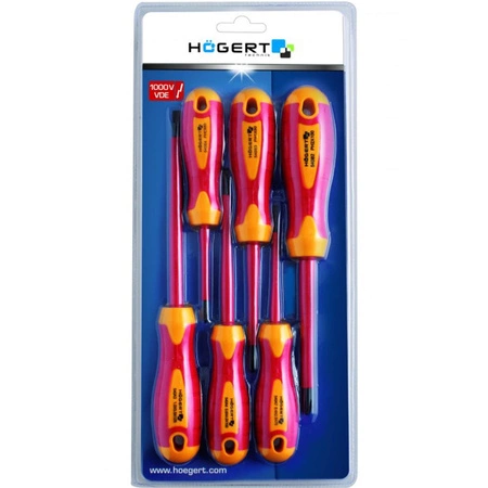 Sada 6x elektrických plochých šroubováků s izolací 1000V Hoegert Technik