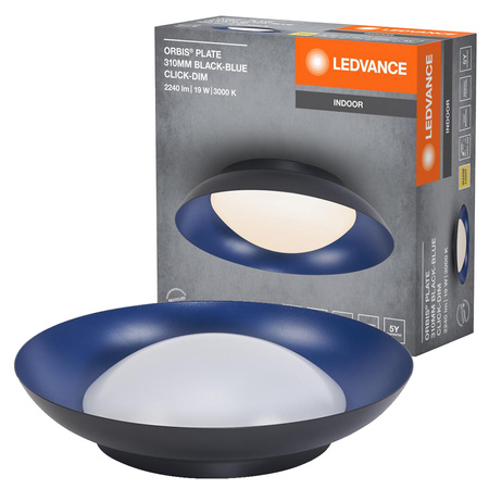 Plafond Koupelnové stropní světlo Povrchová montáž 19W 1000lm 3000K Teplá černá modrá IP20 Stmívatelné Obris Ledvance