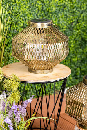 LED solární lampa Lucerna zahradní vlákno LANTERN závěsná kovová měď