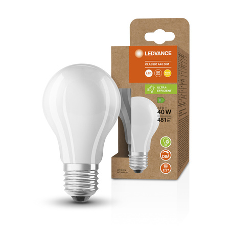 LED žárovka A60 E27 2,6W = 40W 481lm 2700K Teplá bílá FILAMENTNÍ STMÍVATELNÁ LEDVANCE