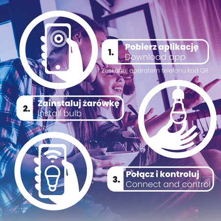 Žárovka LED E27, A60 9W = 60W 900lm RGB CCT Stmívatelná Inteligentní TUYA WiFi SMART SAYO LUMILED