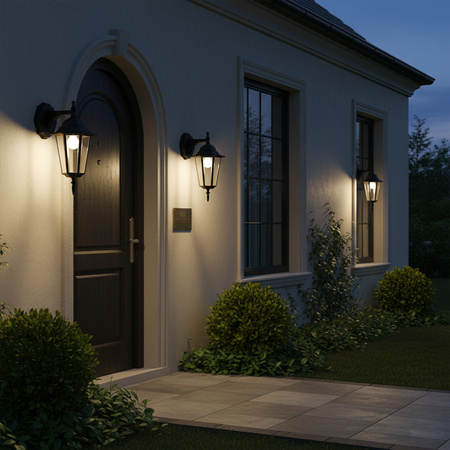 Zahradní nástěnné svítidlo LIGURIA-LT fasádní svítidlo spodní 1xE27 Černá - GOLDLUX (Polux)