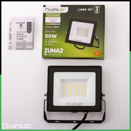 LED Reflektor 50W, 4500lm 4000K IP65 Černá ZUNA2 LUMILED