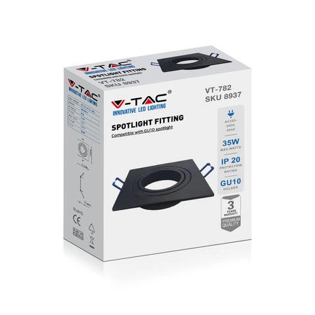 Stropní svítidlo zapuštěné GU10 čtvercové černé VT-782 V-TAC