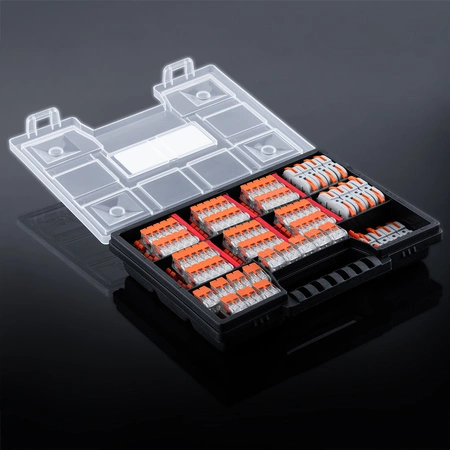 Rychlé konektory Instalační sada konektorů Sada 100 kusů - 40x 2X4MM. 40x 5X4MM. 20x 1+1 + kufr s organizérem