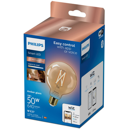 LED žárovka E27 G95 7W = 50W Filament Amber SMART WiFi Philips WiZ