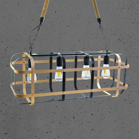 PODLAHOVÁ ZÁVĚSNÁ LAMPA 4xE27 černá-zlatá GOLDLUX (Polux)