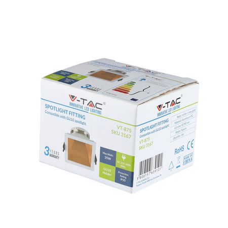 Zapuštěné stropní svítidlo GU10 s očkem čtvercový bílý/růžově zlatý VT-875 V-TAC