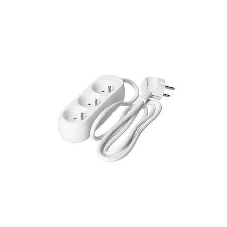 Prodlužovací kabel Zástrčka 3 x uzemněná zásuvka Napájecí pásek 1,5 m bílý Linea Kobi