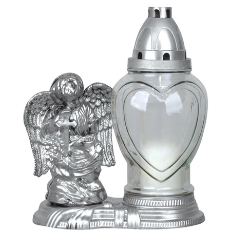 4x Skleněná svíčka s vložkou Angel. 28h. celoroční. 23.5 cm