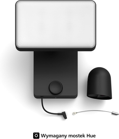 LED reflektor 30,5 W 2250 lm IP44 bílý a barevný Ambiance RGB + TW černý s venkovní kamerou IP 1080p Full HD CMOS Smart SMART Zigbee Bezpečný reflektor Kamera Philips HUE