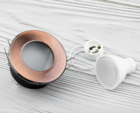 Halogenové Hermetické Koupelnové svítidlo IP44, Měď AQUS + LED GU10 5W 4000K LUMILED