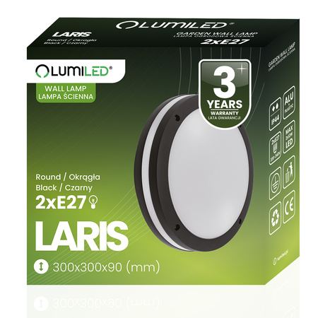 Zahradní nástěnná lampa 2x E27, kulaté LARIS LUMILED