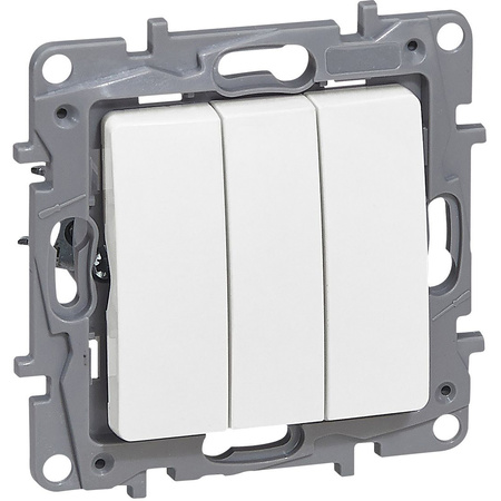 Vypínač světla Trojitý svíčkový vypínač Třípólový Bílý 10AX LEGRAND NILOE