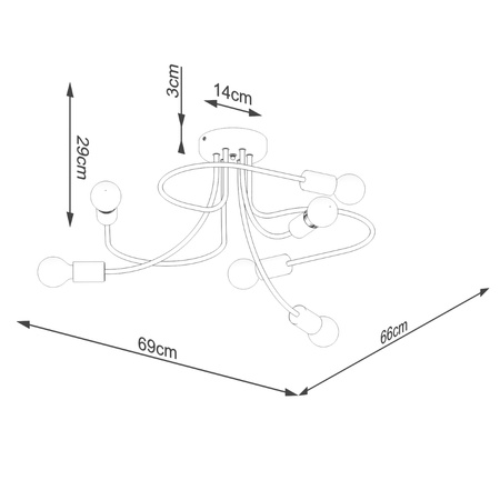 Lustr LEVAR Stropní svítidlo 6xE27 Černá Industrial SOLLUX
