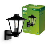 Zahradní nástěnná lampa Venkovní lucerna E27 IP44 černá Kinno Philips