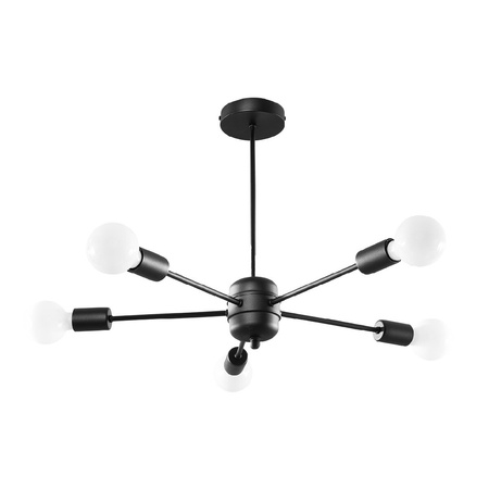 LED závěsné stropní svítidlo LANGO 5xE27 Lustr černý SOLLUX
