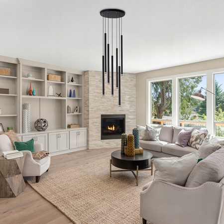 PIERO 7xG9 Stropní závěsné svítidlo nastavitelné černé kulaté MASTERLED