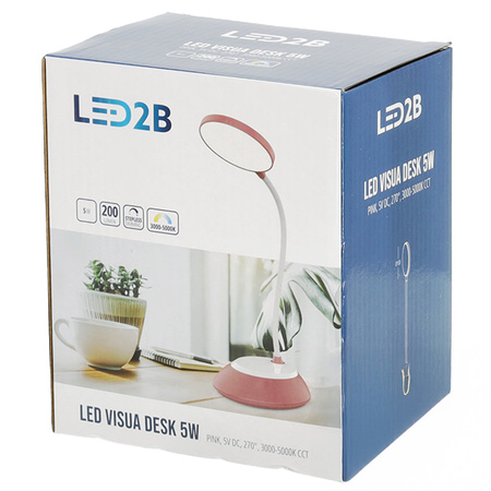 LED 5W 200lm CCT 270° dobíjecí růžová stolní lampa Visua Kobi